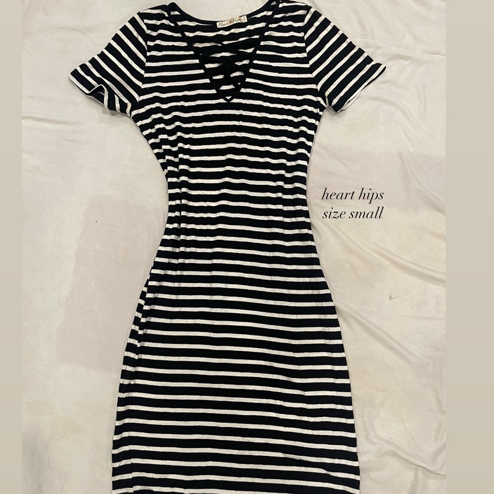 Heart Hips Black and White Flutter Sleeve Mini Dress